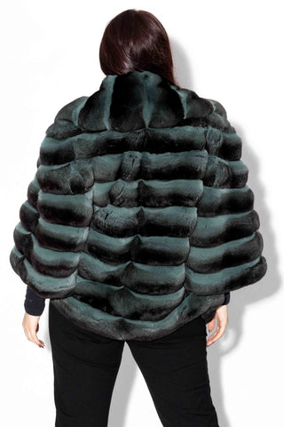 Pistachio Chinchilla Fur Bolero Jacket with Shawl Collar