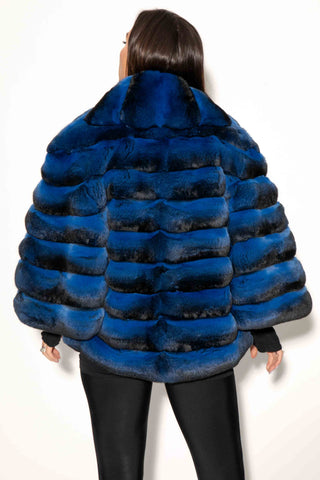 Blue Chinchilla Fur Bolero Jacket
