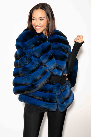 Blue Chinchilla Fur Bolero Jacket