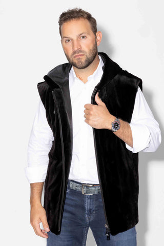 Blackglama Sheared Mink Fur Vest with Hood & Zip Front