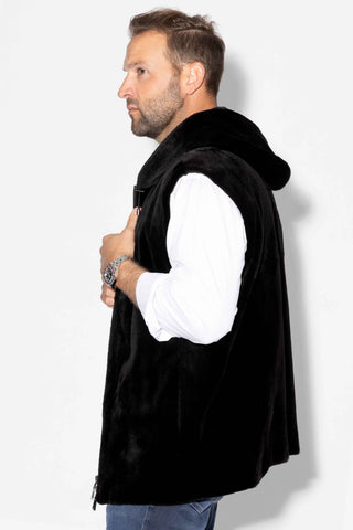Blackglama Sheared Mink Fur Vest with Hood & Zip Front