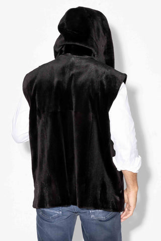 Blackglama Sheared Mink Fur Vest with Hood & Zip Front