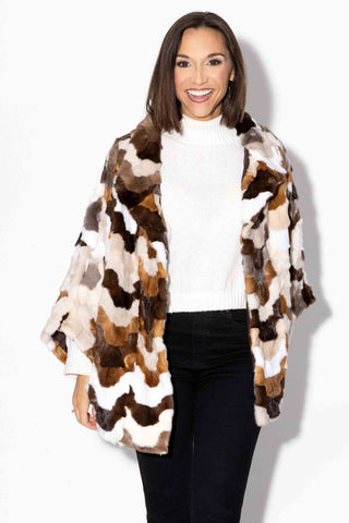 sectioned mink fur cape with wing collar