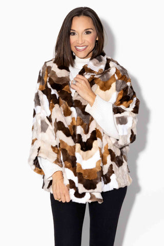 sectioned mink fur cape with wing collar