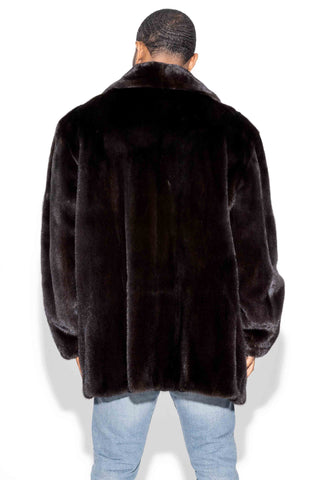 Men's Blackglama Natural Ranch Mink Fur Stroller with Notch Collar