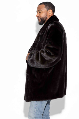 Men's Blackglama Natural Ranch Mink Fur Stroller with Notch Collar