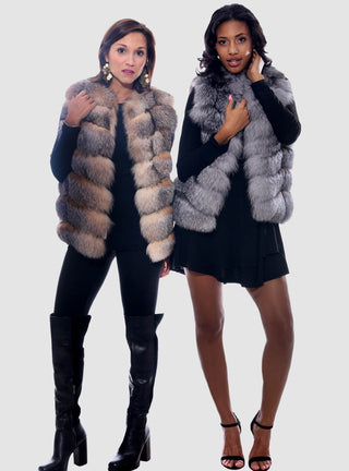 Fox Fur Vest with Horizontal Pattern