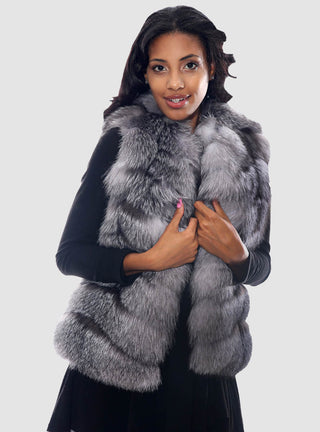 silver fox fur vest