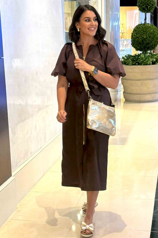 gold foil leather purse