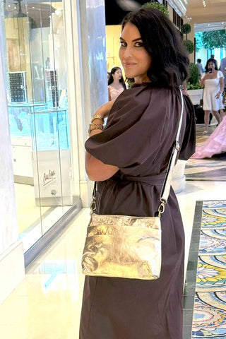 gold foil leather purse