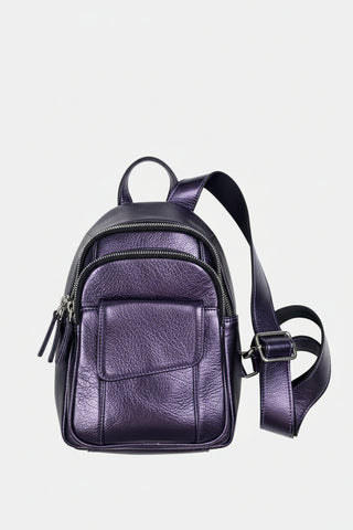 purple foil leather crossbody backpack