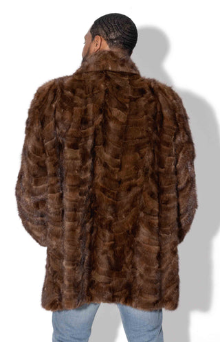 men's brown sectioned mink fur stroller