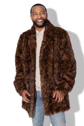men's brown sectioned mink fur stroller