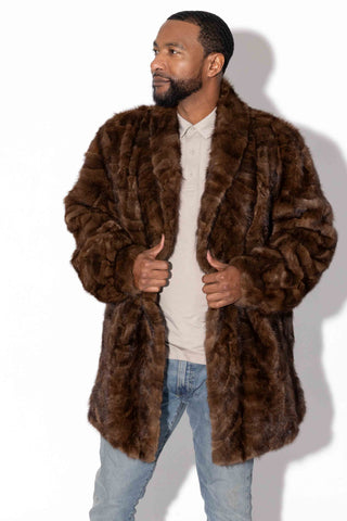 men's brown sectioned mink fur stroller