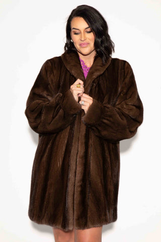 demi buff mink fur stroller with shawl collar