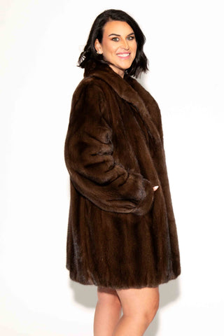 demi buff mink fur stroller with shawl collar