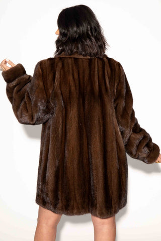 demi buff mink fur stroller with shawl collar