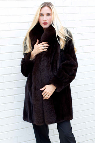 Mink Fur Stroller with Fox Fur Tuxedo & Bracelet Cuffs.