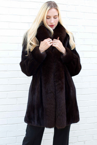 Mink Fur Stroller with Fox Fur Tuxedo & Bracelet Cuffs.