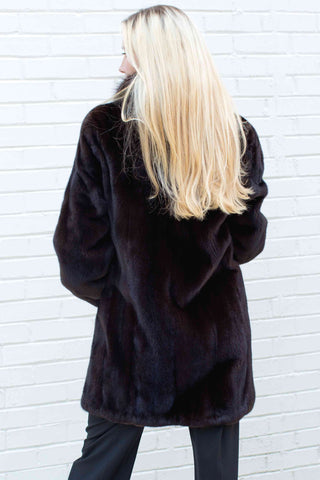 Mink Fur Stroller with Fox Fur Tuxedo & Bracelet Cuffs.