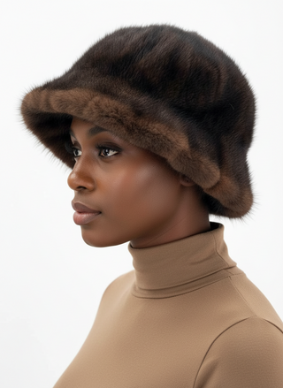 women's mahogany mink fur bucket hat