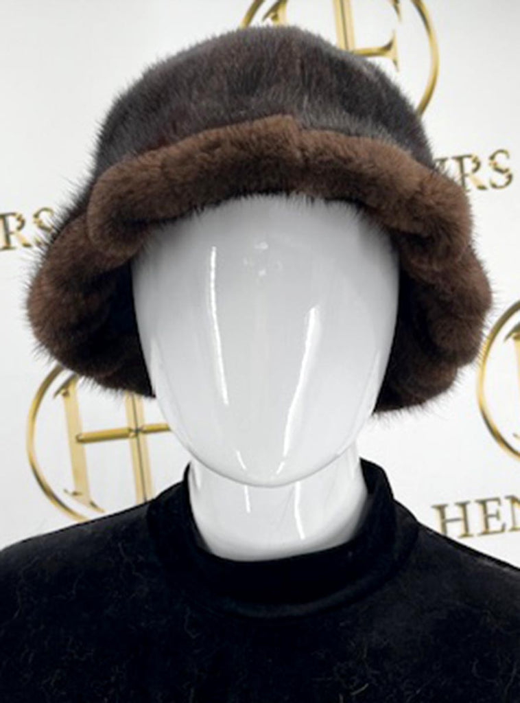 mahogany mink fur bucket hat