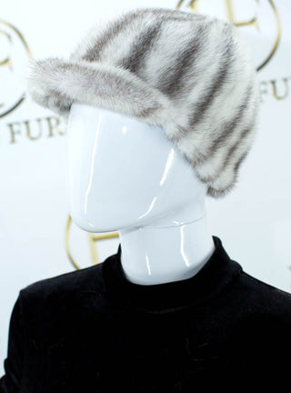 Men's black cross Mink Fur Baseball Hat.