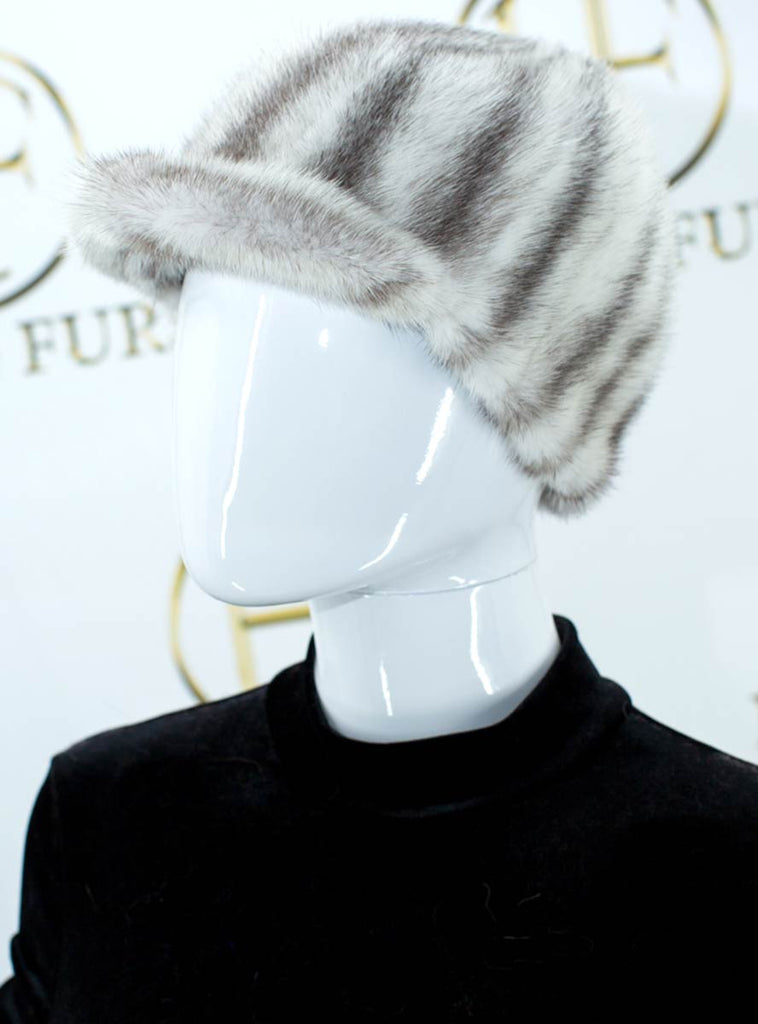 women's black cross mink fur baseball cap