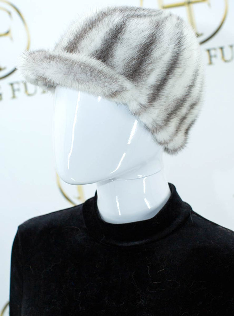 women's black cross mink fur baseball cap