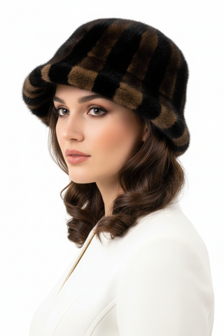 women's ranch and demi buff mink fur bucket hat
