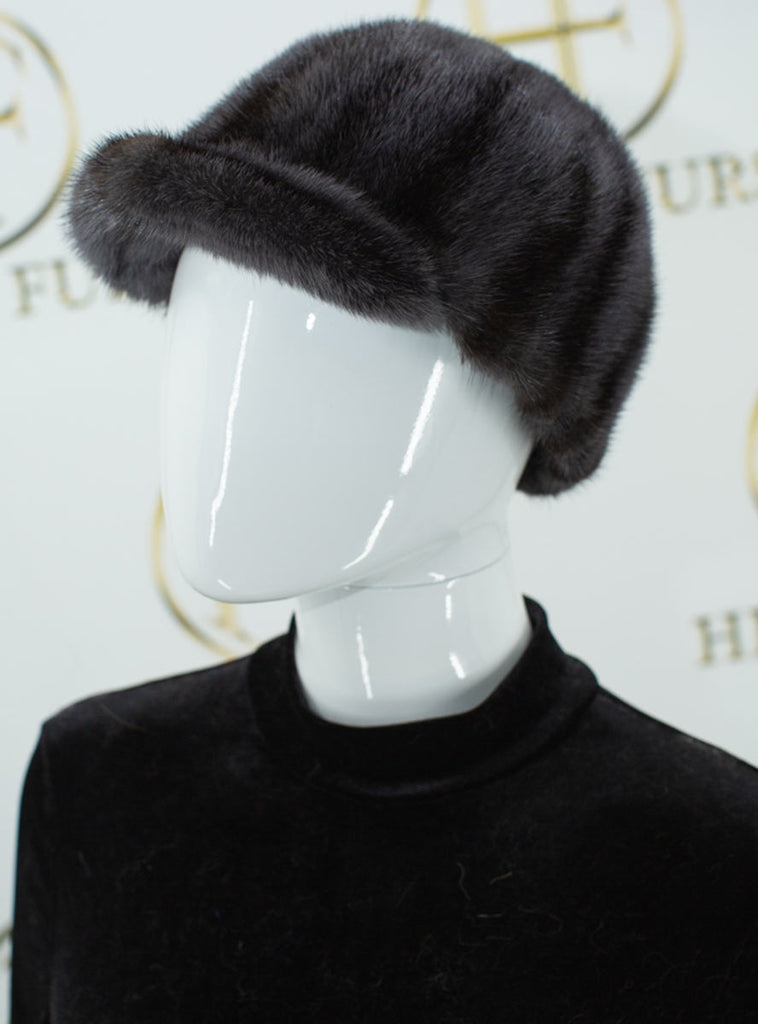 women's charcoal mink fur baseball cap