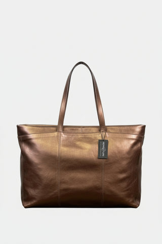 bronze foil leather large tote bag