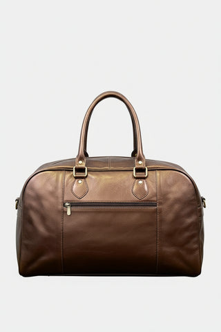 bronze foil leather weekend bag