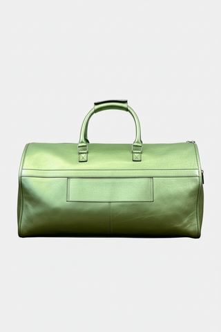 green foil leather garment duffle bag