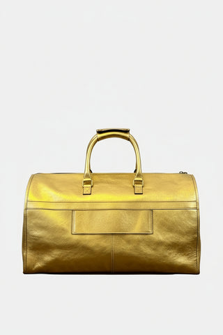 gold foil leather garment duffle bag