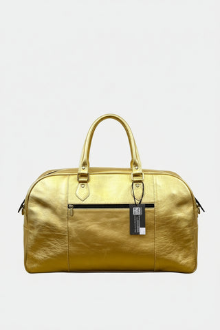 gold foil leather weekend bag