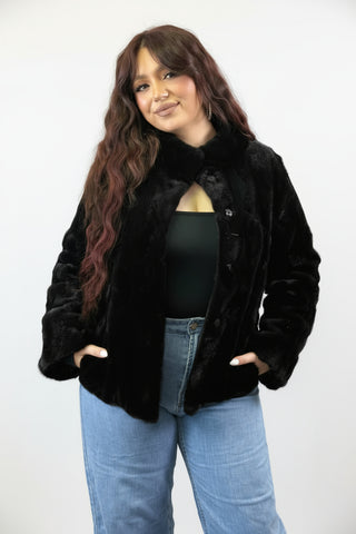 black sheared sectioned reversible mink fur jacket 