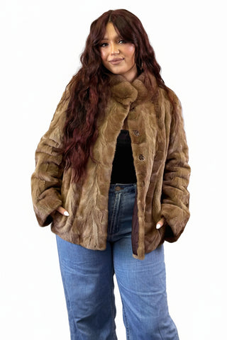 pastel reversible sheared sectioned mink fur jacket