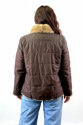 pastel reversible sheared sectioned mink fur jacket