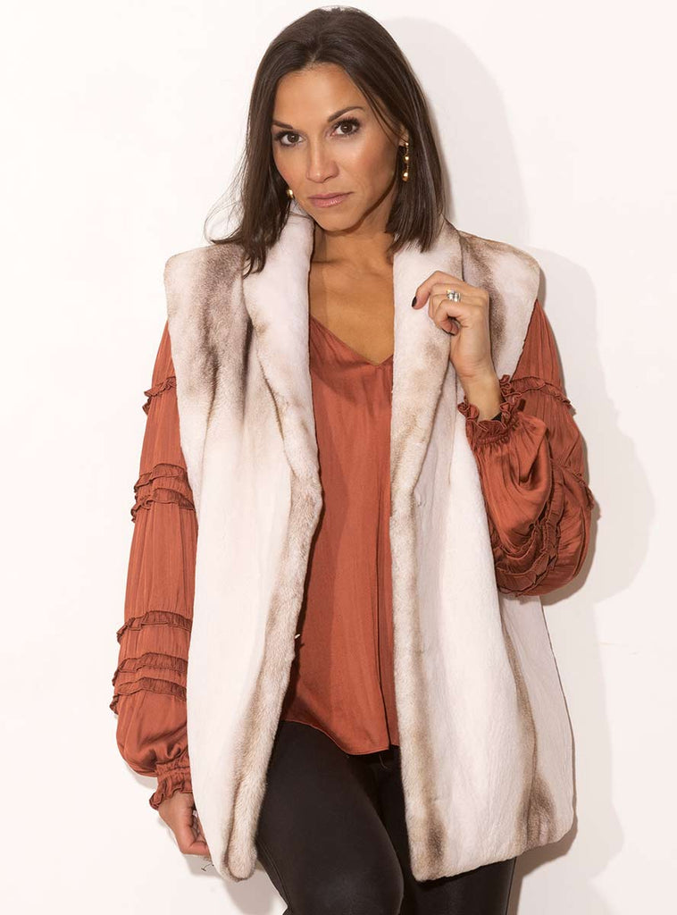 beige cross mink fur vest