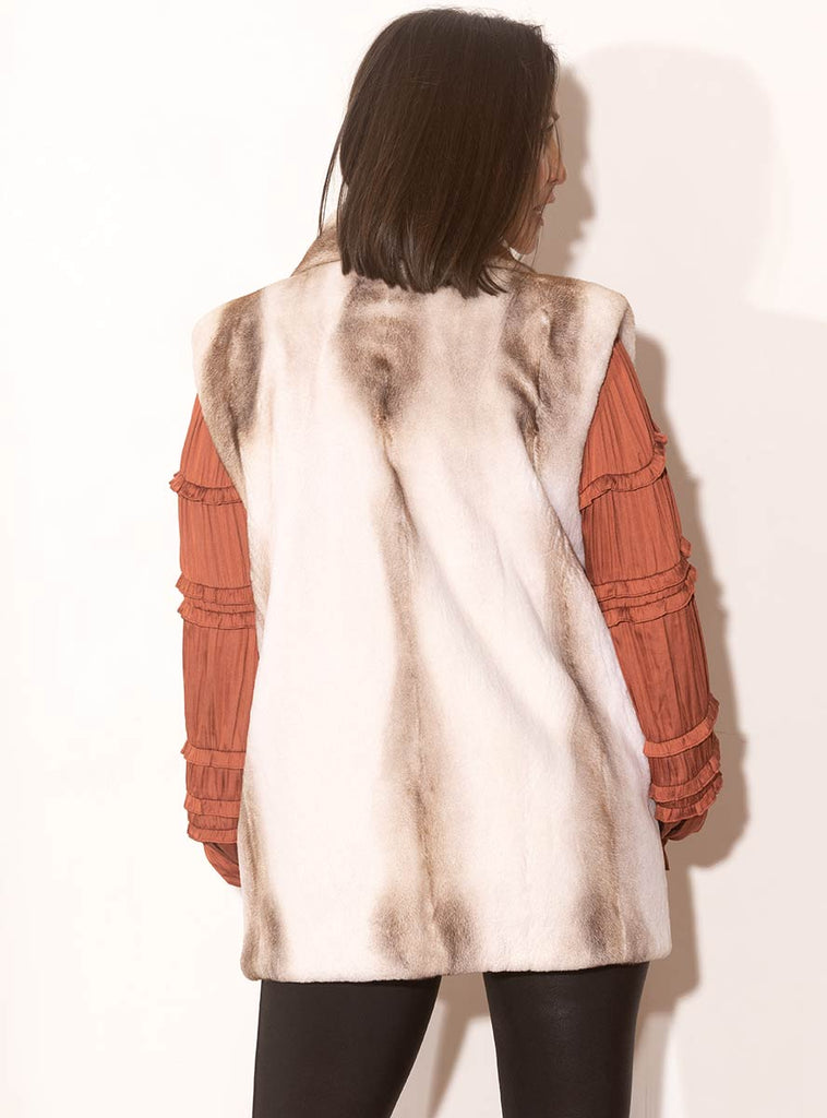 beige cross sheared mink fur vest