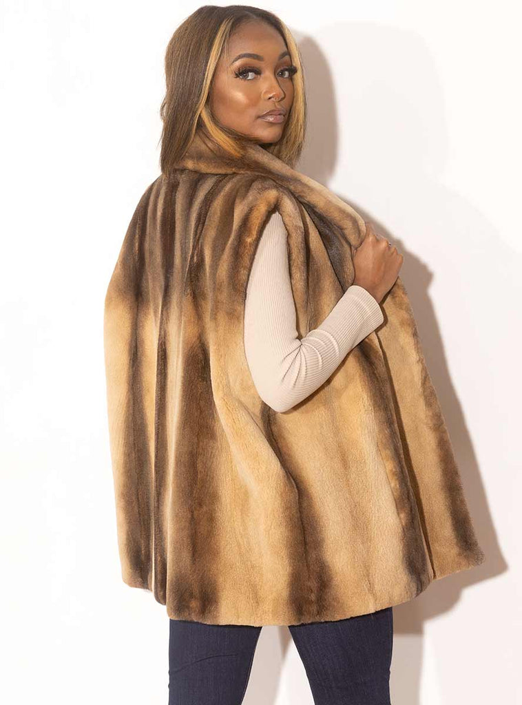 gold cross sheared mink fur vest