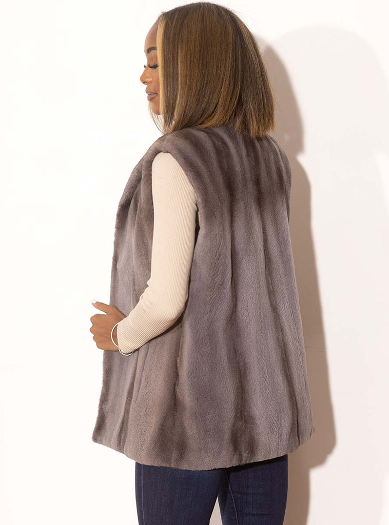 gray sheared mink fur vest