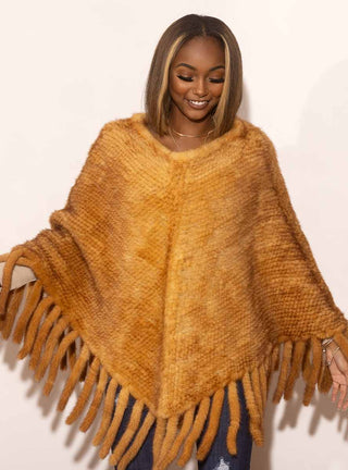 Knitted Mink Fur Poncho.