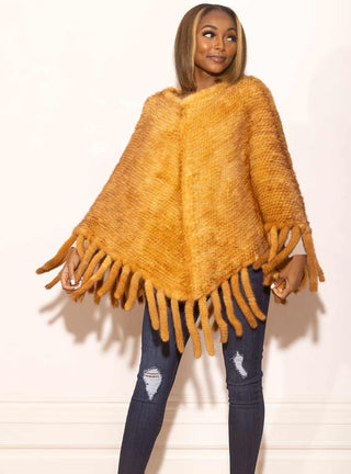 Knitted Mink Fur Poncho.