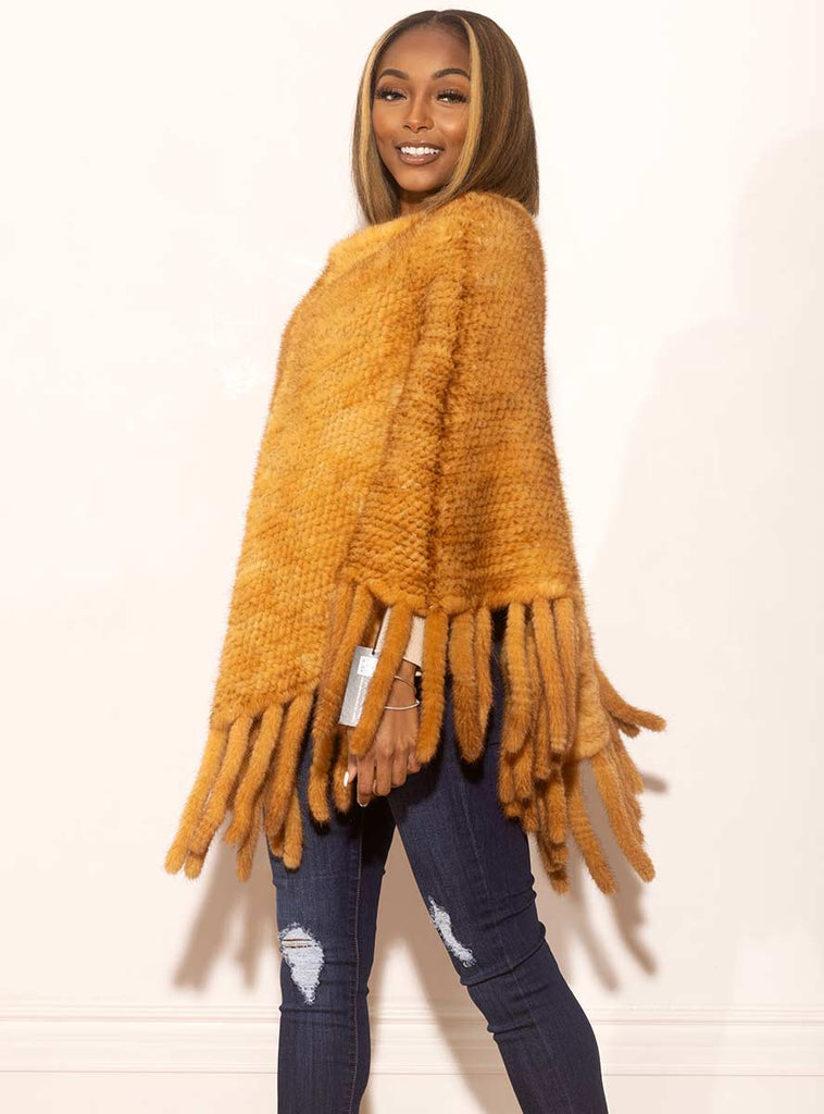 Whisky Knitted Mink Fur Poncho