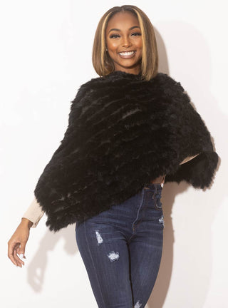 Knitted Rabbit Fur Poncho.