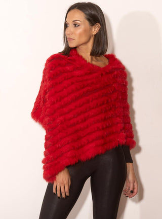 Knitted Rabbit Fur Poncho.
