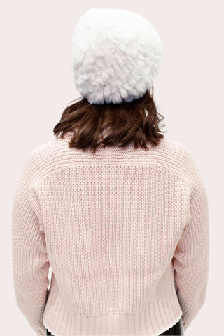 Knitted Rex Rabbit Fur Stretch Beanie.