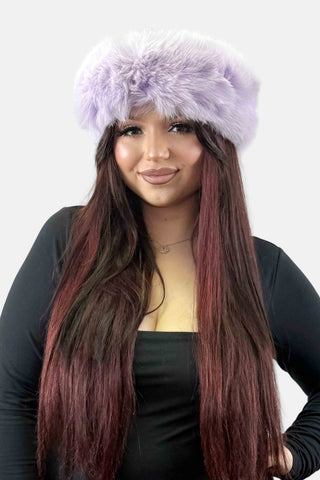 lilac fox fur headband